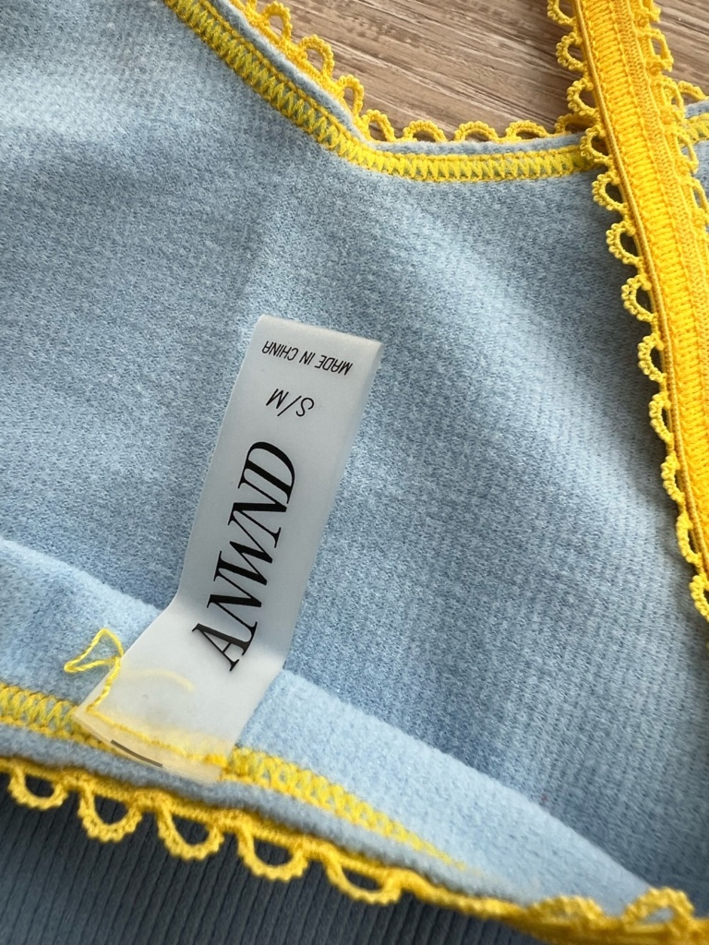 Light Blue Bralette Yellow Trim Minimalist Beach Summer Women’s Small / Medium - Picture 4 of 4